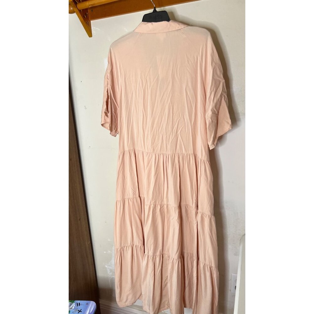 Lularoe Helene Tiered Midi Dress Button Front peach XL - Picture 3 of 5